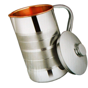 Pure Copper Steel Water Jug For Drinking Usage Superior Quality Steel Copper Drink Ware Jug tumbler Pitchers