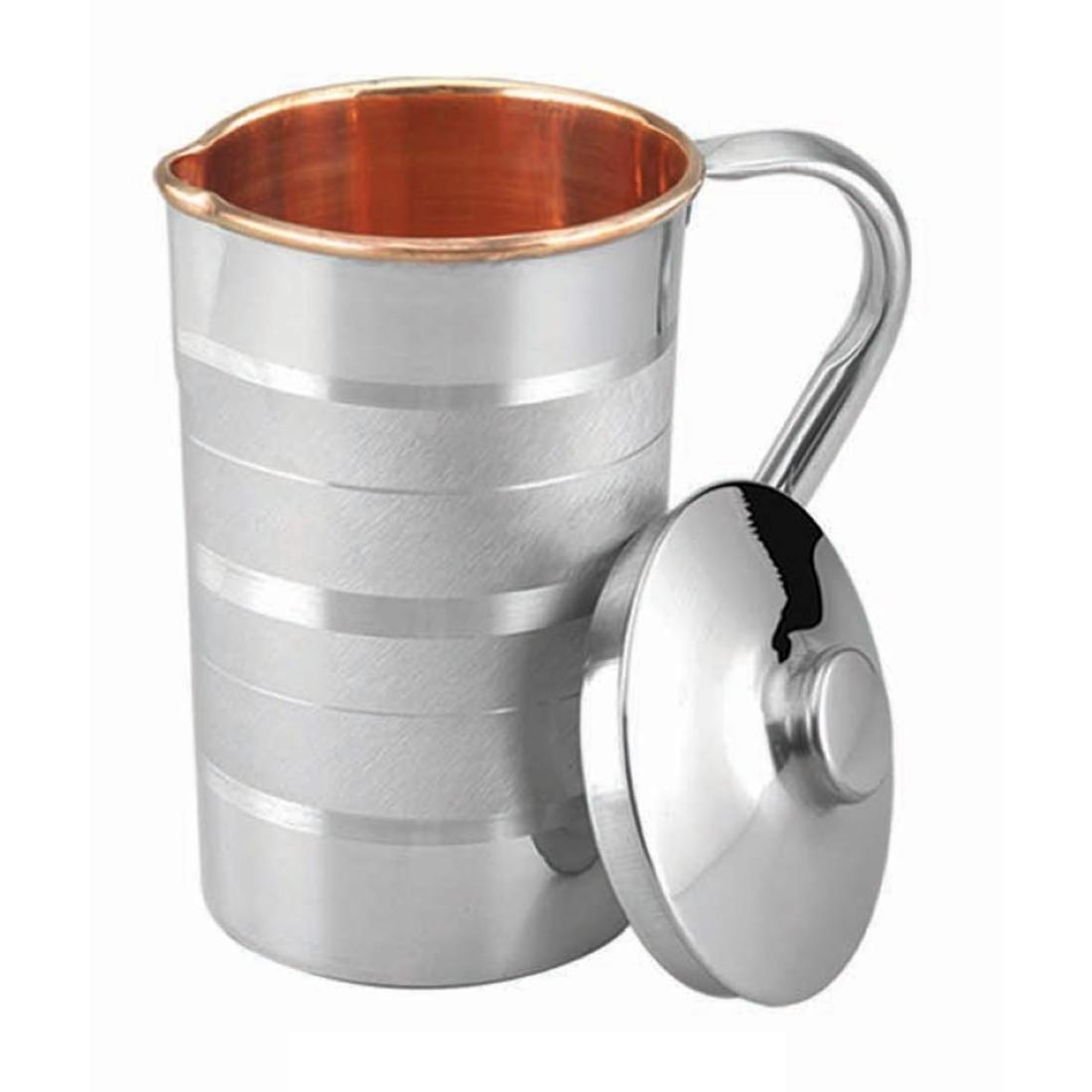 Pure Copper Steel Water Jug For Drinking Usage Superior Quality Steel Copper Drink Ware Jug tumbler Pitchers