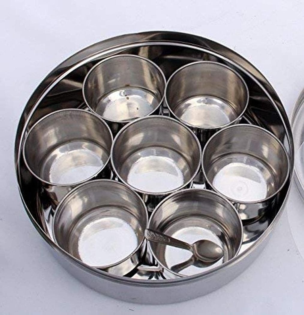 Stainless Steel Indian spice box Indian Masala See Through Spice Shakers masala box steel masala dabba Spice organizer