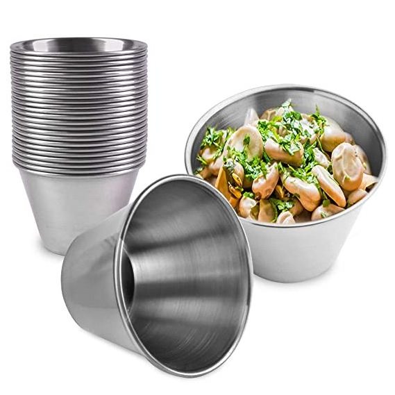 Stainless Steel Cups 1.5oz Tomato Chili Sauce Serving Pots Conical Sauce Jam Condiment cup