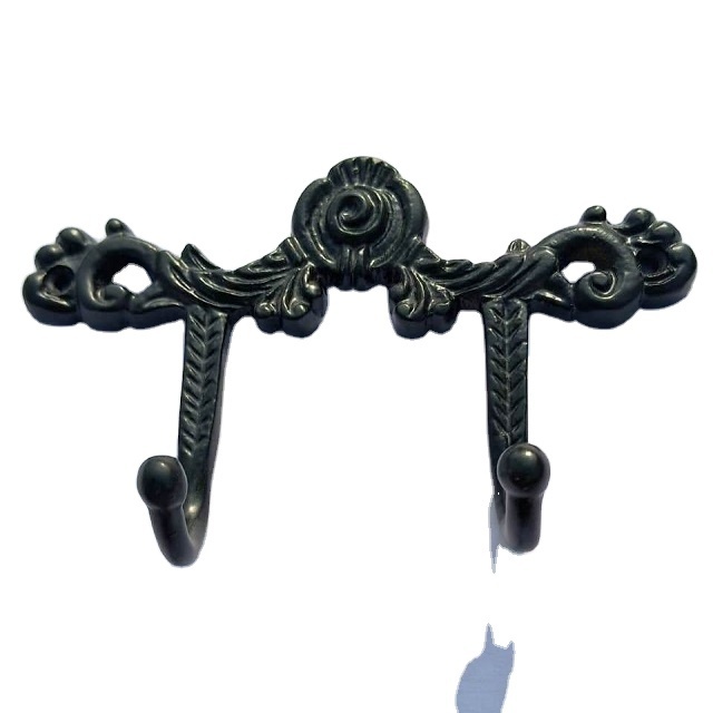 5 Heavy Duty Black Metal Wall Hooks Key Hooks Wall Hanger Coat Hook Rail for Coat Hat Towel Wooden Doors Iron Brass Zinc Steel