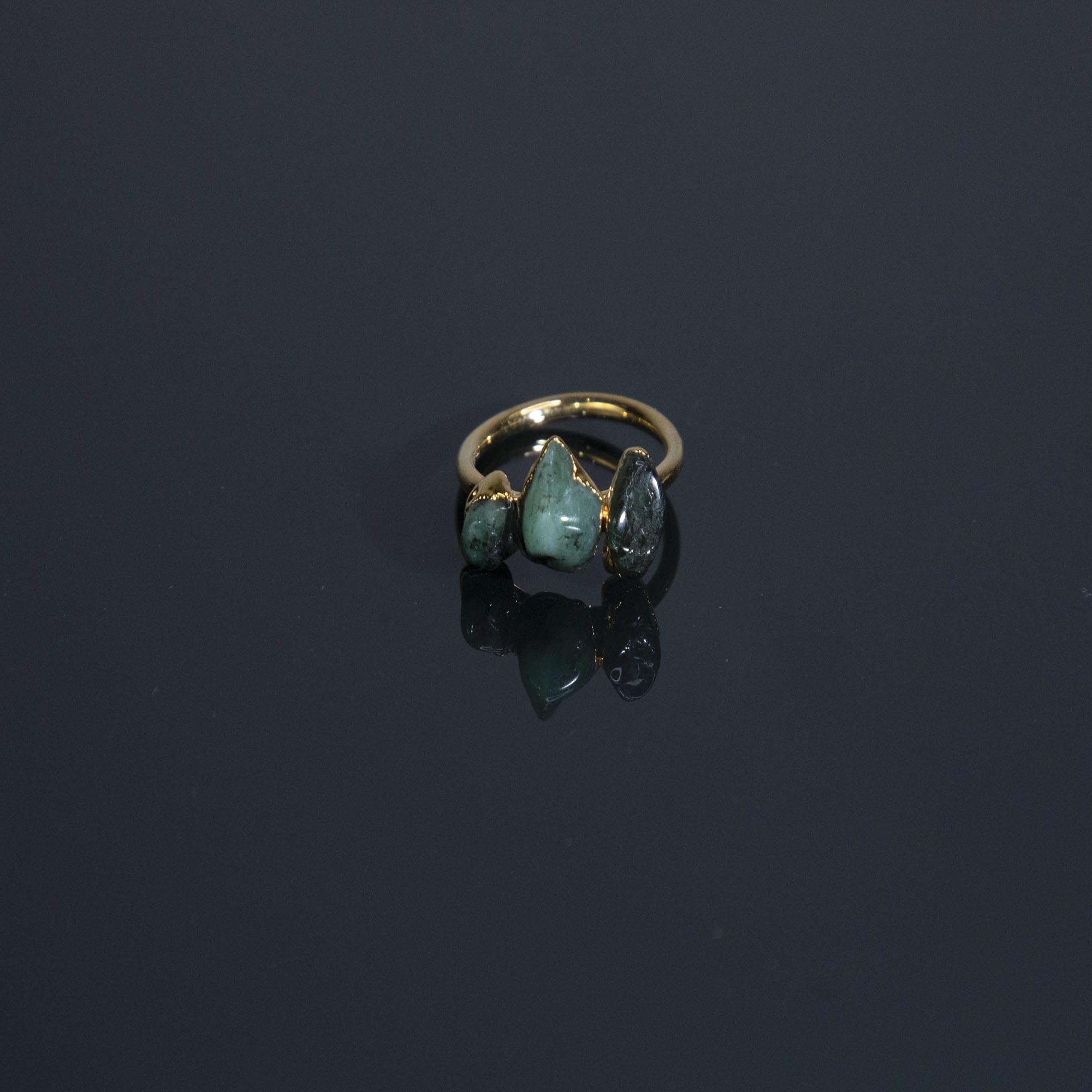 Natural Emerald Raw Gemstone Handmade 925 Sterling Silver 18k Gold Plated Ring Wholesale Emerald Rough Gems Ring