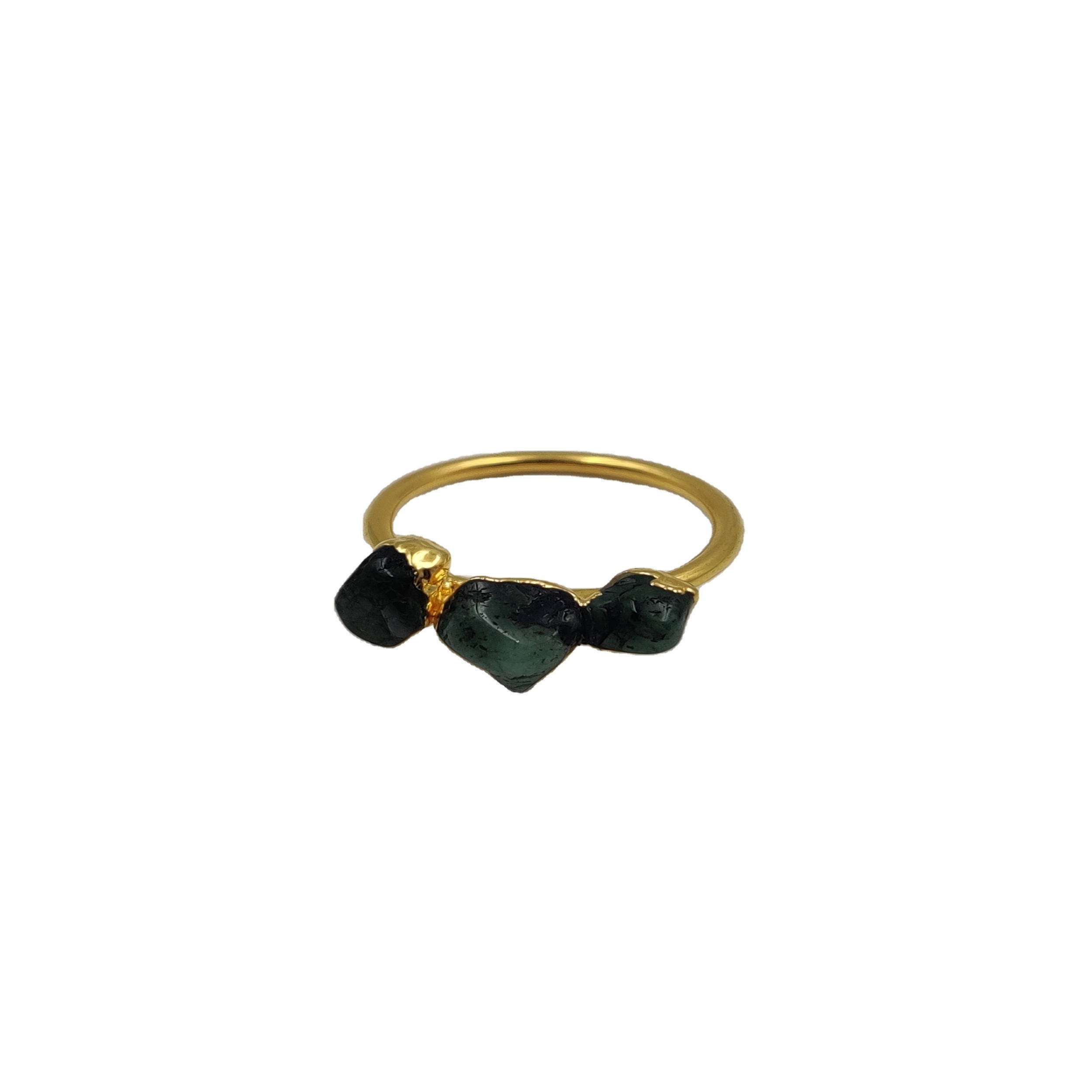 Natural Emerald Raw Gemstone Handmade 925 Sterling Silver 18k Gold Plated Ring Wholesale Emerald Rough Gems Ring