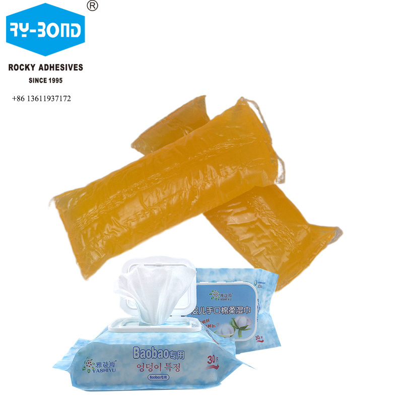 Good adhesion hot melt PSA adhesive for wet tissue lid glue baby wet tissue lid cover adhesive Wet tissue glue