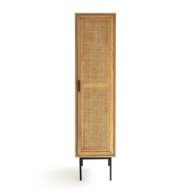 Modern Wardrobe Solid Mango Wood Rattan Wooden Almirah One Door Cane Wooden Wardrobes