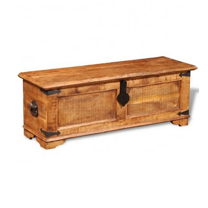 Vintage Mango Wooden Trunk Box Industrial Rustic Retro Storage Wood Trunk Chest Blanket Storage Boxes For Living Room