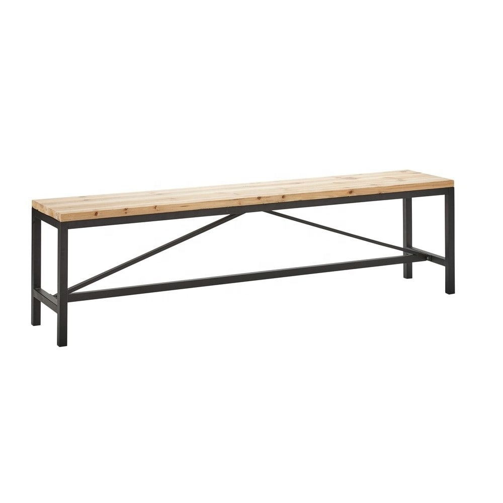 Industrial Antique metal legs wood top Garden Dining Bench