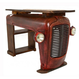 Industrial Vintage Tractor Body base Reclaimed Solid Wood Top Side Console Table Automobile Furniture