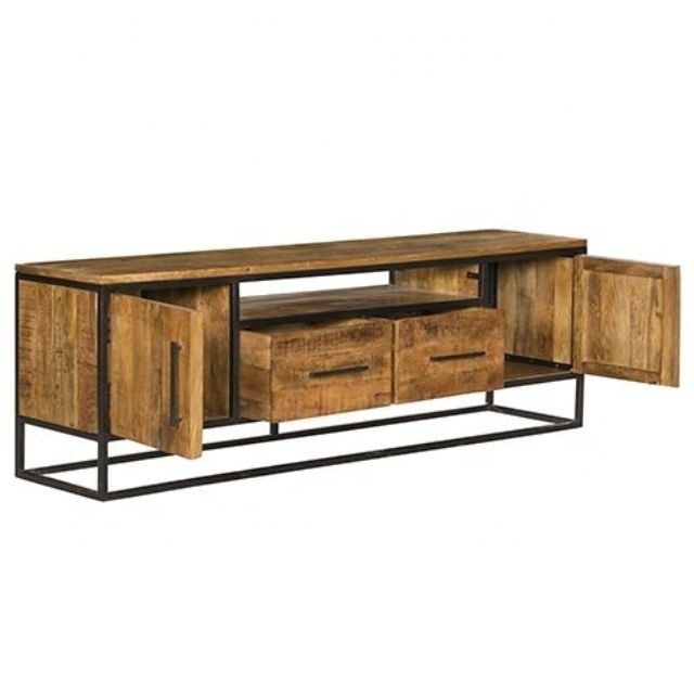 Industrial Classic modern sideboard mango wood 2 doors 2 Drawers tv unit cabinet