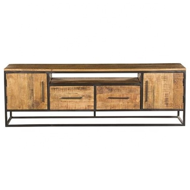 Industrial Classic modern sideboard mango wood 2 doors 2 Drawers tv unit cabinet