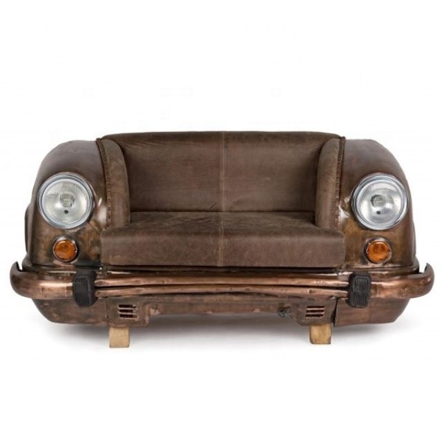 Industrial Retro Classic Ambassador Body Leather Seat Industrial Bench Metal Car Sofa