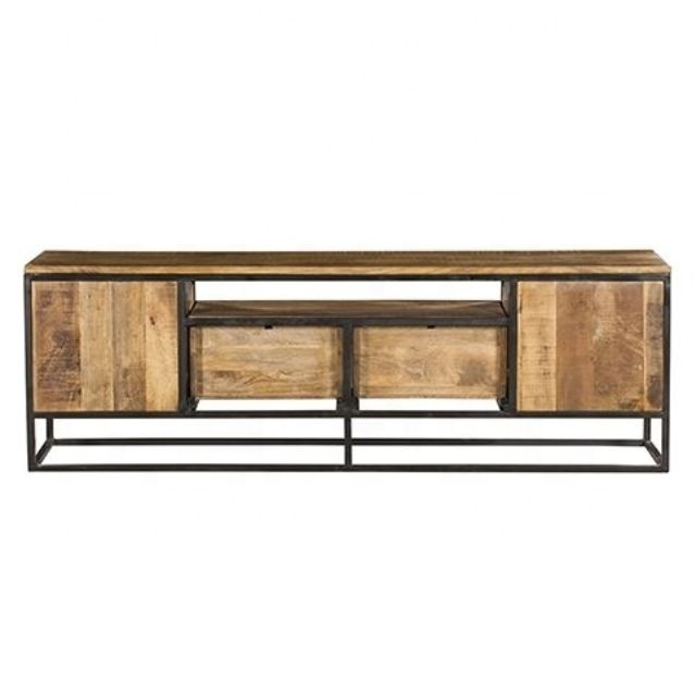 Industrial Classic modern sideboard mango wood 2 doors 2 Drawers tv unit cabinet