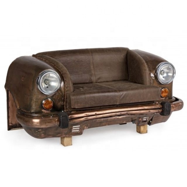 Industrial Retro Classic Ambassador Body Leather Seat Industrial Bench Metal Car Sofa