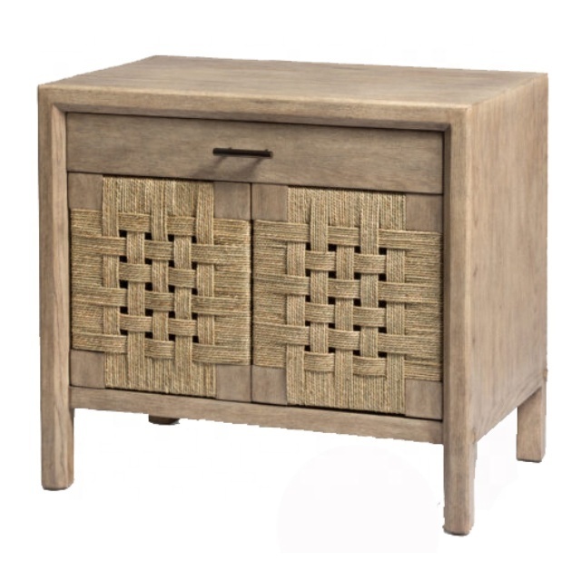 Modern solid wood console cabinet Style 3 Door Sideboard Credenza With Woven Jute Doors cabinet for living room