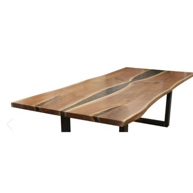 Industrial live edge Acacia Wood furniture with azure epoxy resin Dining Table