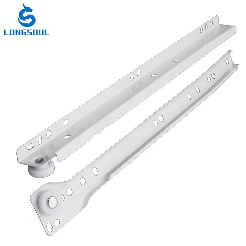 Hot sale FGV TYPE white Stainless steel Powder coated Cabinet Drawer rails slides with nylon wheel roller