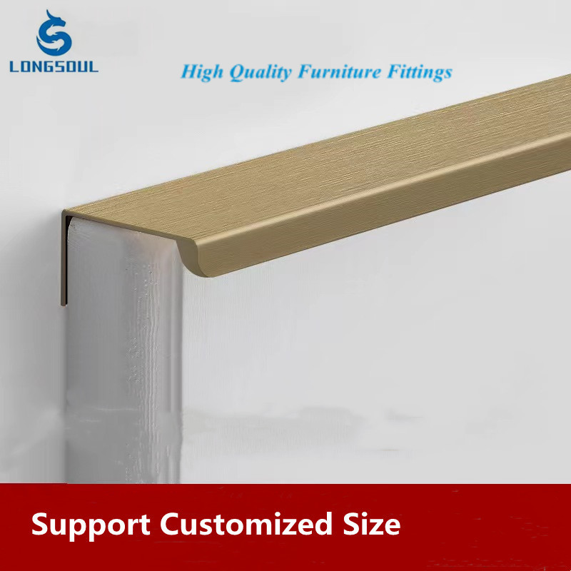 Cupboard Hidden Finger Edge Concealed Furniture Handles Invisible Aluminum Kitchen long Cabinet Pull Handle