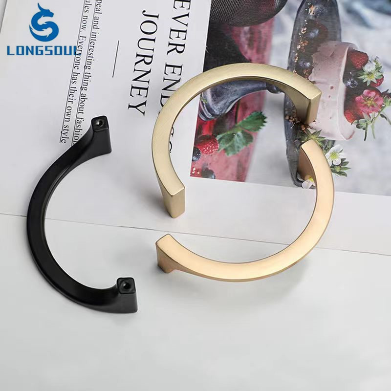 Modern half circle drawer cabinet closet wardrobe door black gold color pull furniture handle