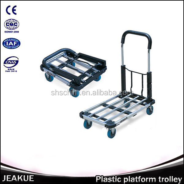 High Quality Hand Carts 150kg lightweight Aluminum Plain Trolley with Four Wheels