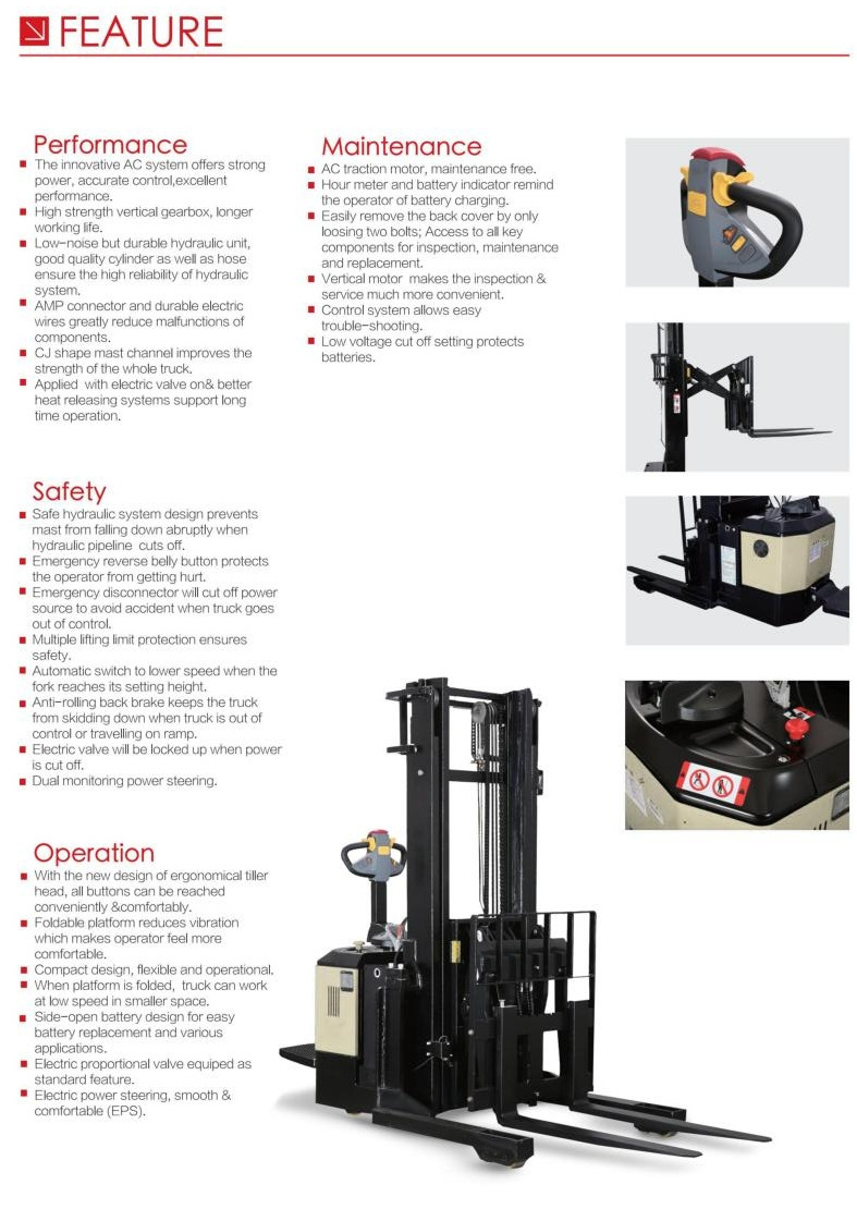 1.5T Lifting Height 3m-6m Fork Reach Stacker self loading stacker