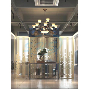 Color stainless steel art screen partition in silver or aluminum grey or cooper brass material for hotel decoration