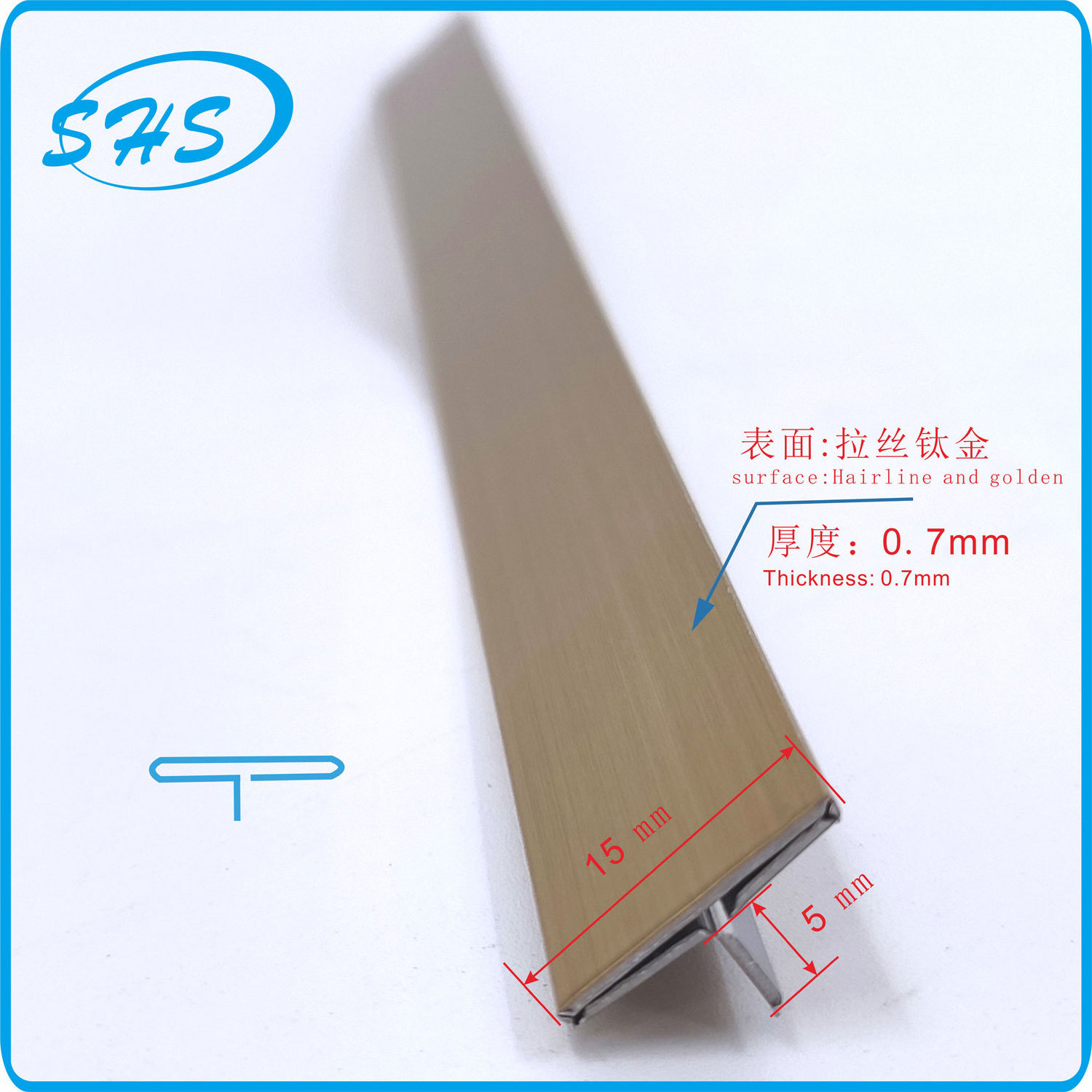 Decorative Mirror T-Shaped 304 316L Tiles Accessories Edge Trim Profile Stainless Steel Tile Trim For Wall Decoration