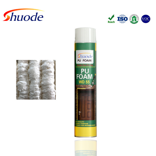 Strong adhesive reinforced polyurethane foam contraction spray foam