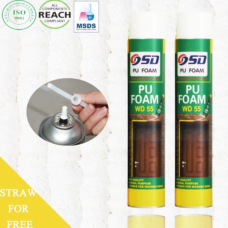 Strong adhesive reinforced polyurethane foam contraction spray foam