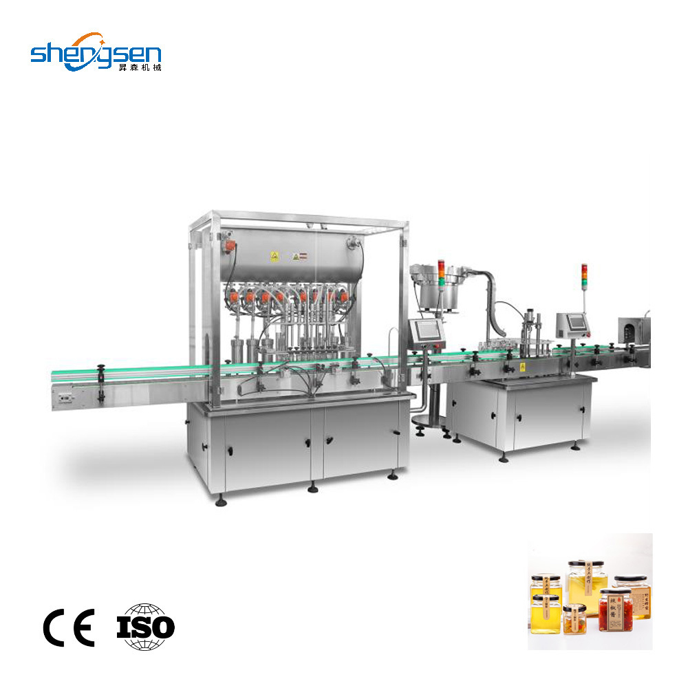 Fully Automatic 20~35BPM 100~1000ML Round/Square/Flat Glass Plastic Bottle Olive Oil Liquid Filling Capping and Labeling Machine