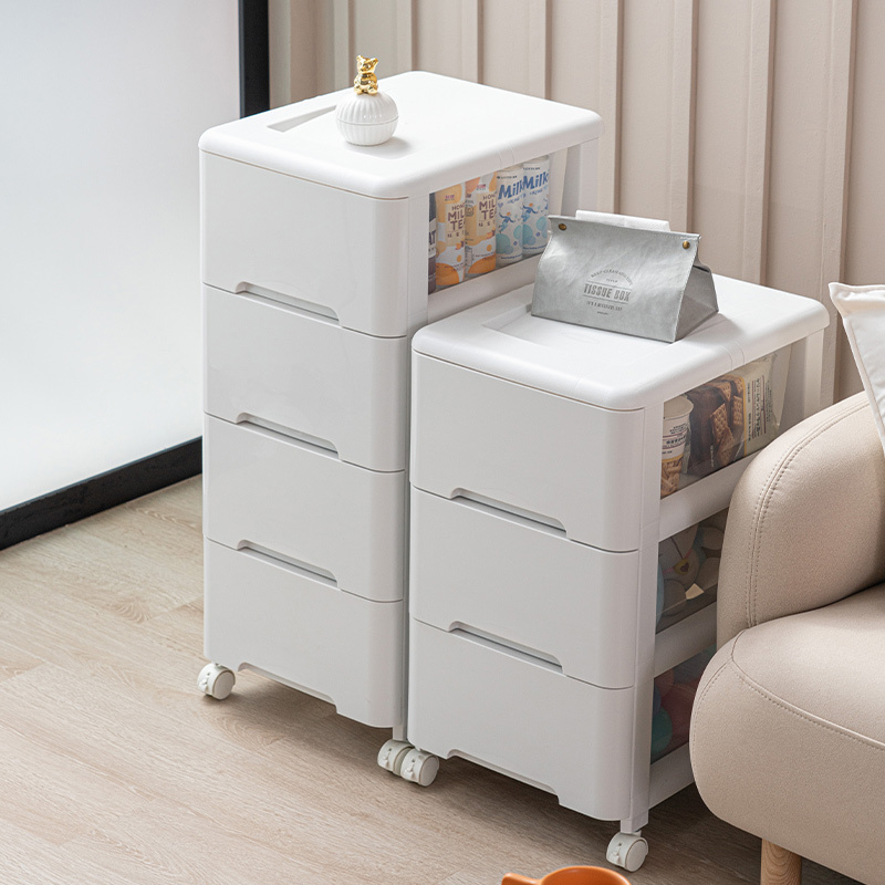 White Plastic Classic Multi-Function Drawers Plastic Cabinet Storage Box Dry Goods Pantry Container