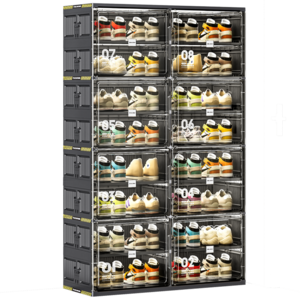 Jeko&Jeko Amazon Hot Set Stackableoe Shoe Storage Crates Plastic Clear Sneaker Box For Shoes Display Shoe Storage