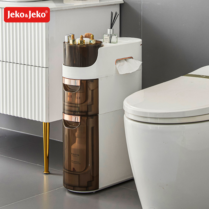 Jeko&Jeko 4-Tiers Free Standing Tight Spots Bathroom Floor Cabinet Organizer