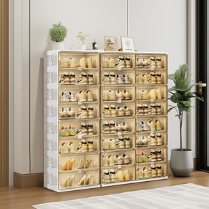 Jeko&Jeko Acrylic Fold Magnetic Side Open Plastic Shoes Storage Cabinets