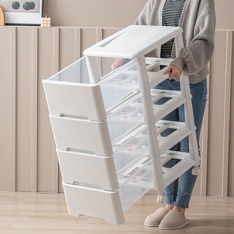 White Plastic Classic Multi-Function Drawers Plastic Cabinet Storage Box Dry Goods Pantry Container