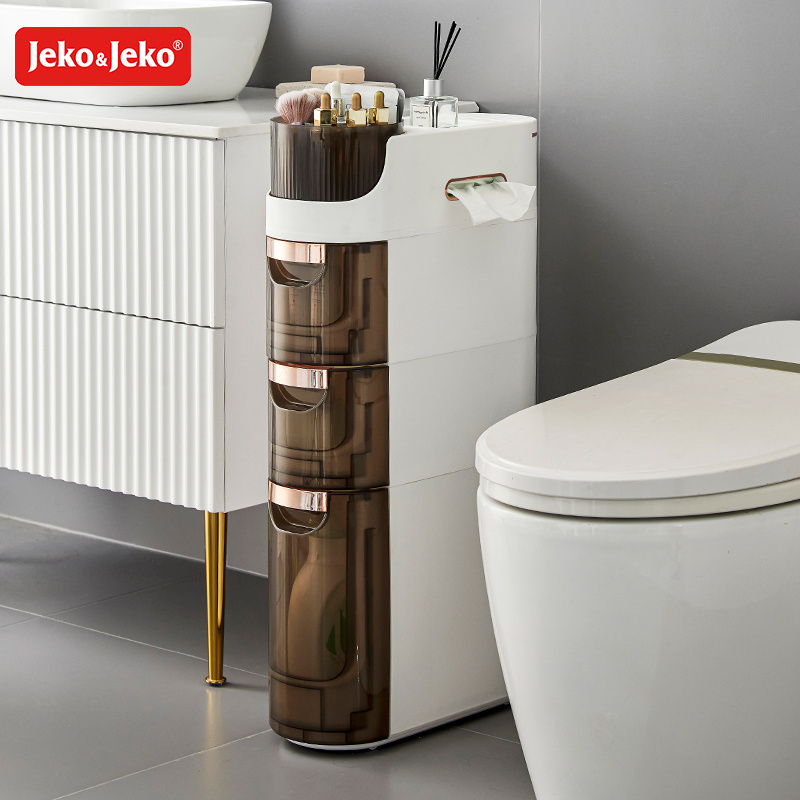 Jeko&Jeko 4-Tiers Free Standing Tight Spots Bathroom Floor Cabinet Organizer