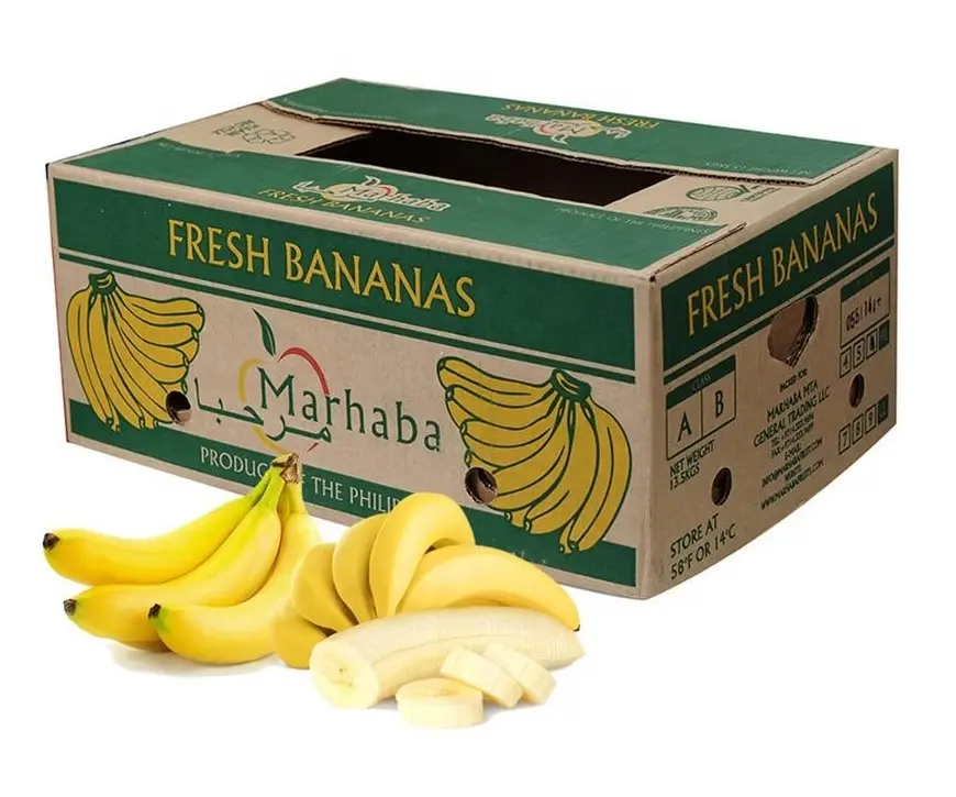 Custom Design Empty Cardboard Banana Carton Fruit Box for Fruit Packaging Corrugated Board Agriculture Square Recyclable Accept