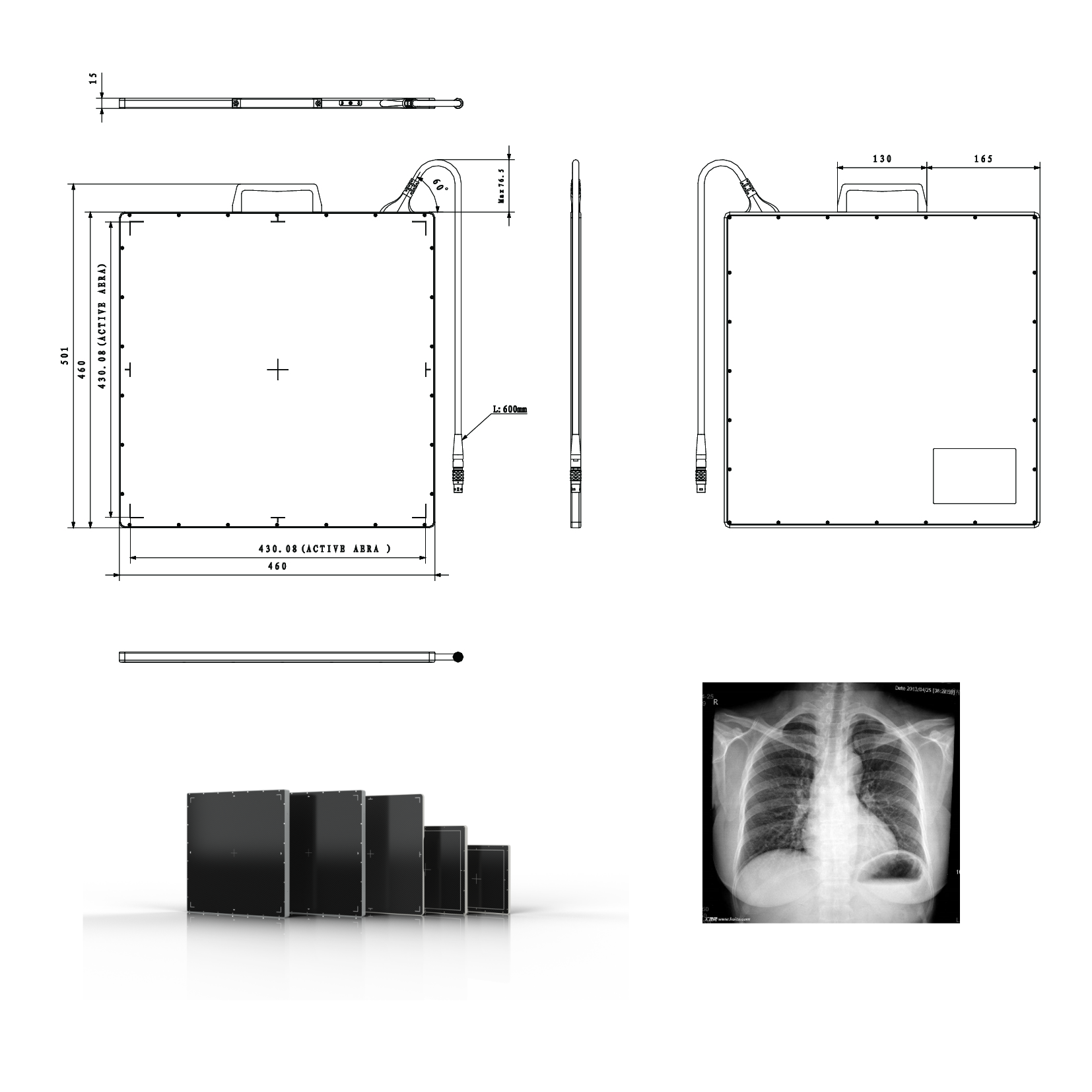 17*17 inch Portable Digital Radiography X Ray Flat Panel Detector for X Ray Machine