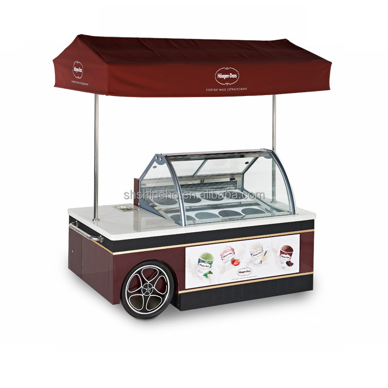 Shineho Camion de helados mobile vending electric ice slush push ice cream cart