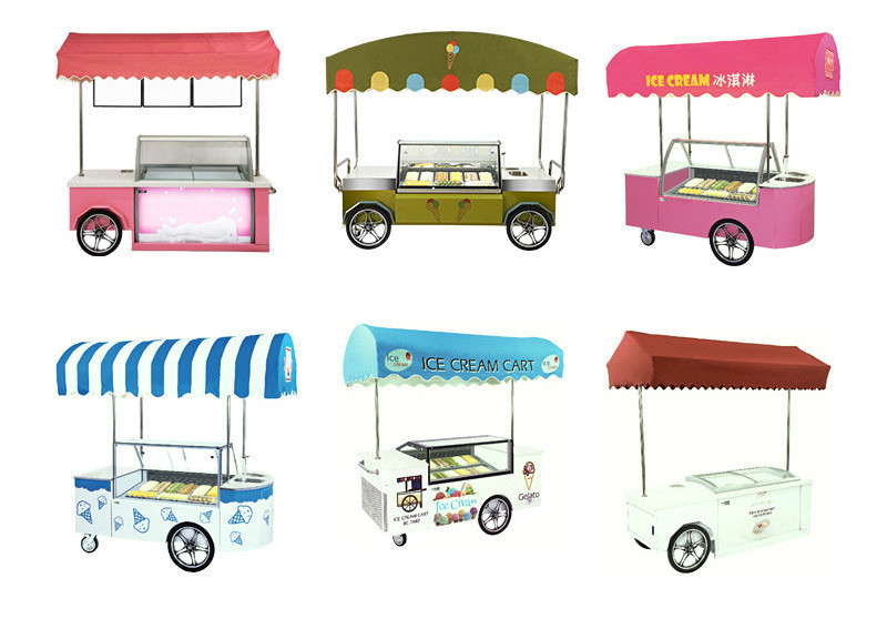 Pink and white food cart food truck hot dog Hamburger ice cream traction cart