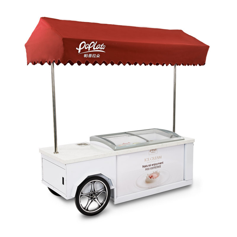 Pink and white food cart food truck hot dog Hamburger ice cream traction cart