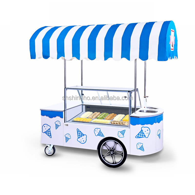 Shineho Camion de helados tricycle food vending electric mobile van push ice cream truck