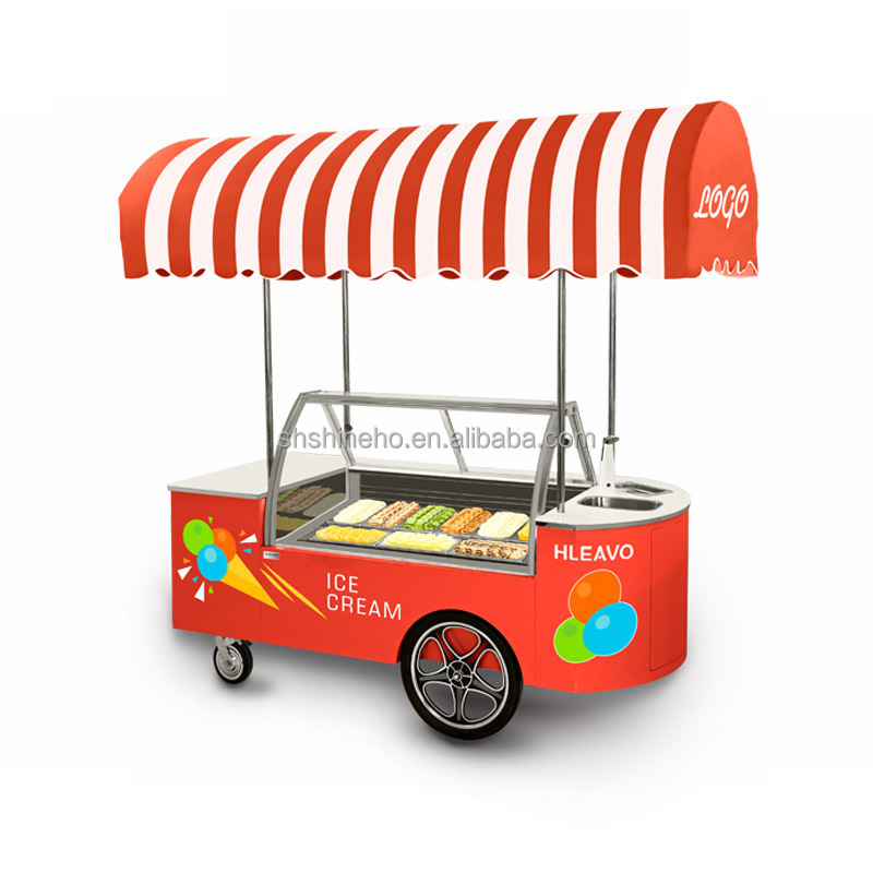 Shineho Camion de helados tricycle food vending electric mobile van push ice cream truck