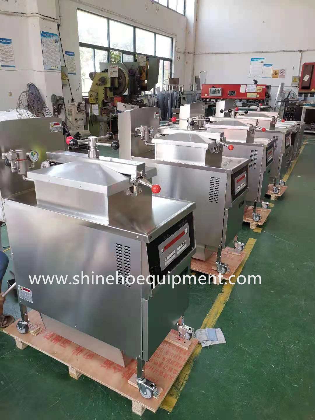 Shineho friteuses 304 Stainless Steel Cutting Gas Pressure Industrial Chicken Fryer