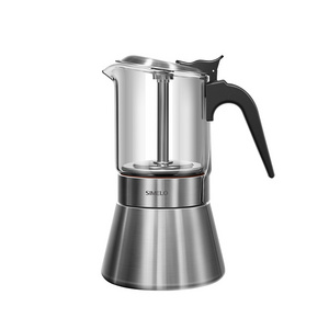 SIMELO Milan Mocha Pot 304 Stainless Steel Glass Double Valve Mocha Pot Glass Coffee Machine Mocha Coffee Machine