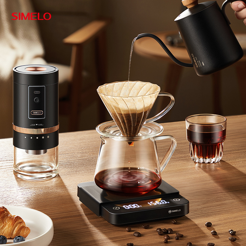 SIMELO Handheld Space Module Exclusive Gift Box hand brewed coffee set Pouring kettle manual grinder ceramic drip coffee set