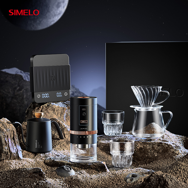 SIMELO Handheld Space Module Exclusive Gift Box hand brewed coffee set Pouring kettle manual grinder ceramic drip coffee set