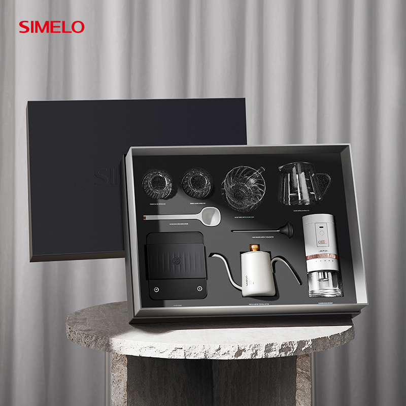 SIMELO Handheld Space Module Exclusive Gift Box hand brewed coffee set Pouring kettle manual grinder ceramic drip coffee set