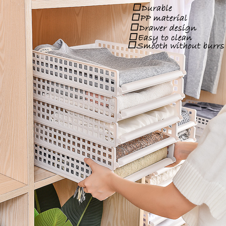 Hot Sale PET Plastic Storage Box Stackable Closet Storage Drawers Customizable Storage Drawers For Clothes