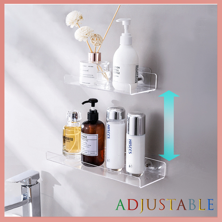 Acrylic Wall-mounted Storage Holder Shelf Transparent Shower Shelf No Nails Corner Storage Shelf For Bathroom