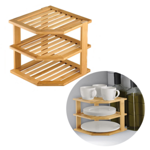 Hot Sale Kichen Plate Dish Drainer Racks Bamboo Kitchen Corner Shelf Organizer For Plates And Bowls Sets